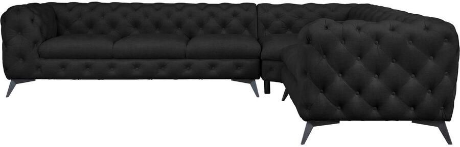 Leonique Chesterfield-bank Glynis L-vorm luxueuze capitonnage moderne chesterfield look kleur van de poten ter keuze - Foto 8