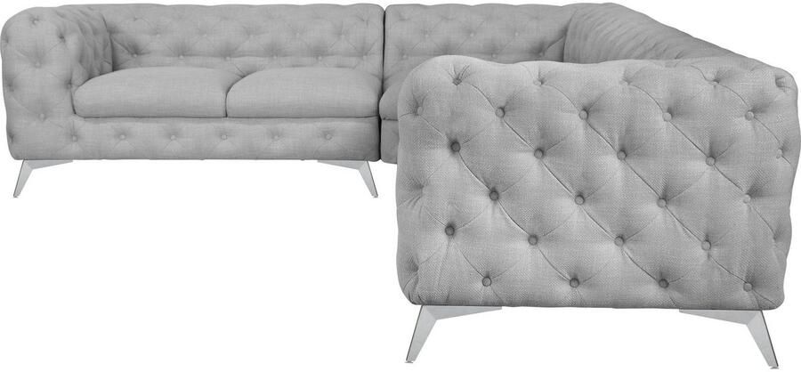 Leonique Chesterfield-bank Glynis L-vorm luxueuze capitonnage moderne chesterfield look kleur van de poten ter keuze - Foto 8