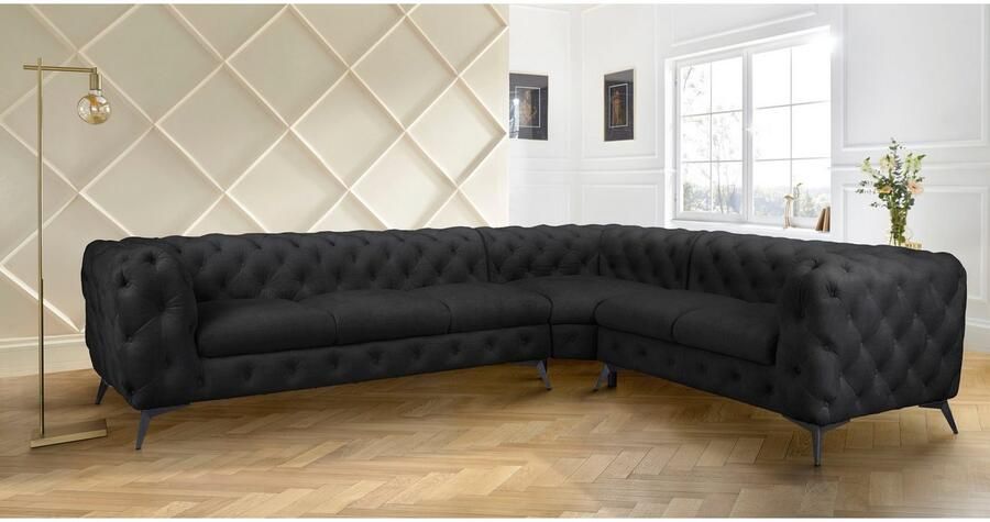 Leonique Chesterfield-bank Glynis L-vorm luxueuze capitonnage moderne chesterfield look kleur van de poten ter keuze - Foto 4