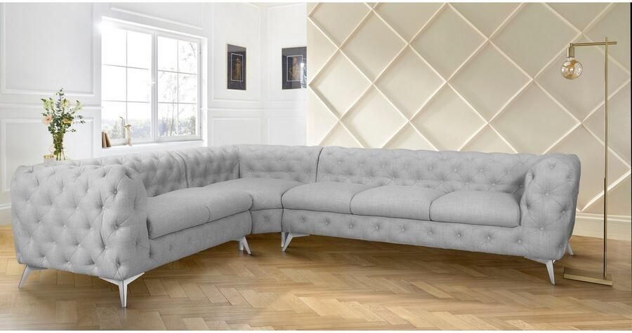 Leonique Chesterfield-bank Glynis L-vorm luxueuze capitonnage moderne chesterfield look kleur van de poten ter keuze - Foto 5