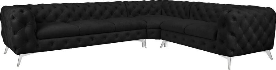 Leonique Chesterfield-bank Glynis L-vorm luxueuze capitonnage moderne chesterfield look kleur van de poten ter keuze - Foto 13