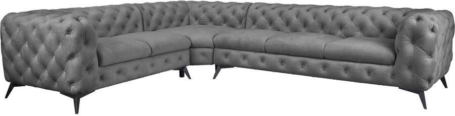 Leonique Chesterfield-bank Glynis L-vorm luxueuze capitonnage moderne chesterfield look kleur van de poten ter keuze - Foto 13