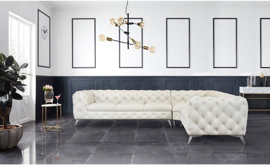 Leonique Chesterfield-bank Glynis L-vorm luxueuze capitonnage moderne chesterfield look kleur van de poten ter keuze - Foto 2