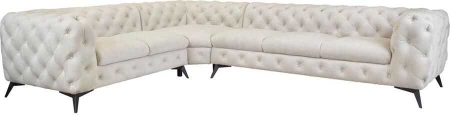 Leonique Chesterfield-bank Glynis L-vorm luxueuze capitonnage moderne chesterfield look kleur van de poten ter keuze - Foto 13