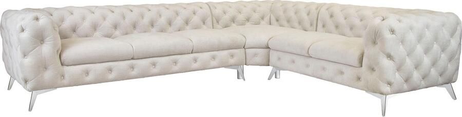 Leonique Chesterfield-bank Glynis L-vorm luxueuze capitonnage moderne chesterfield look kleur van de poten ter keuze - Foto 14