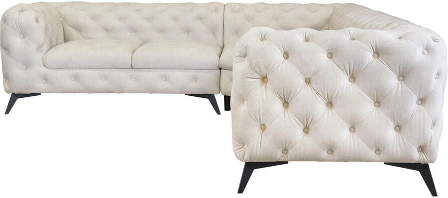 Leonique Chesterfield-bank Glynis L-vorm luxueuze capitonnage moderne chesterfield look kleur van de poten ter keuze - Foto 8