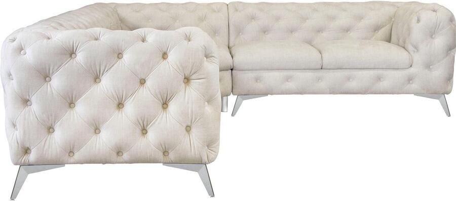 Leonique Chesterfield-bank Glynis L-vorm luxueuze capitonnage moderne chesterfield look kleur van de poten ter keuze - Foto 8