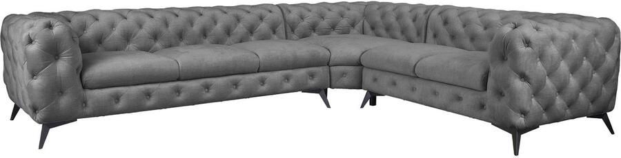 Leonique Chesterfield-bank Glynis L-vorm luxueuze capitonnage moderne chesterfield look kleur van de poten ter keuze - Foto 12