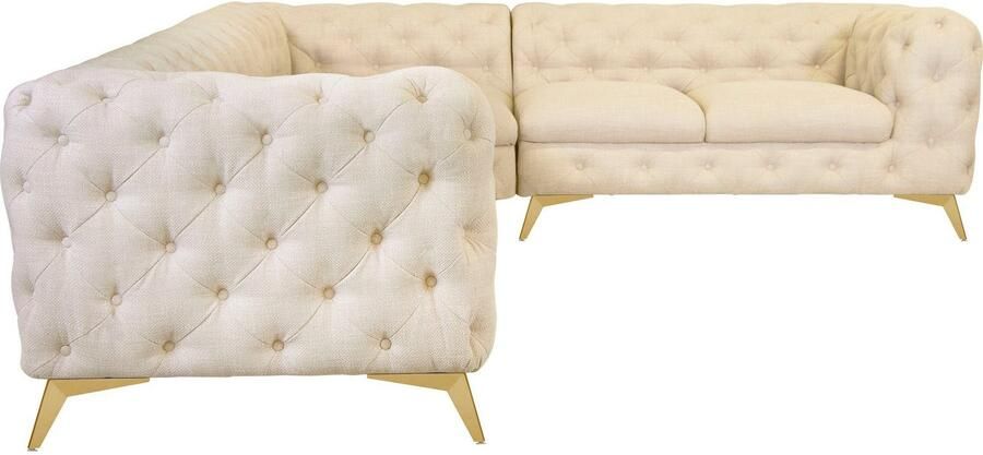 Leonique Chesterfield-bank Glynis L-vorm luxueuze capitonnage moderne chesterfield look kleur van de poten ter keuze - Foto 8