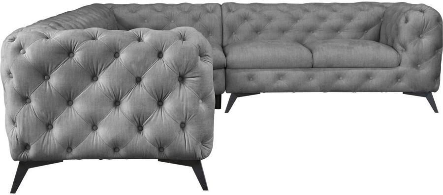 Leonique Chesterfield-bank Glynis L-vorm luxueuze capitonnage moderne chesterfield look kleur van de poten ter keuze - Foto 7