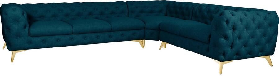 Leonique Chesterfield-bank Glynis L-vorm luxueuze capitonnage moderne chesterfield look kleur van de poten ter keuze - Foto 12