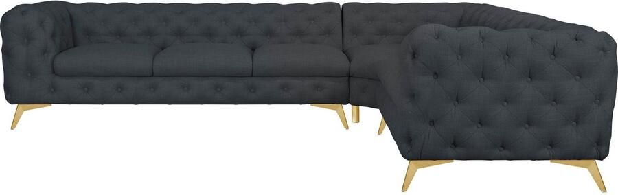 Leonique Chesterfield-bank Glynis L-vorm luxueuze capitonnage moderne chesterfield look kleur van de poten ter keuze - Foto 8