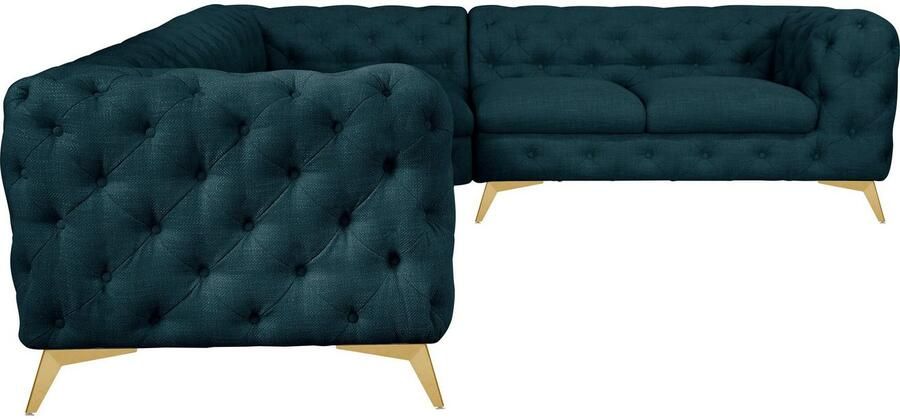 Leonique Chesterfield-bank Glynis L-vorm luxueuze capitonnage moderne chesterfield look kleur van de poten ter keuze - Foto 7