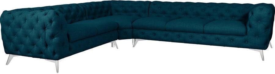 Leonique Chesterfield-bank Glynis L-vorm luxueuze capitonnage moderne chesterfield look kleur van de poten ter keuze - Foto 12