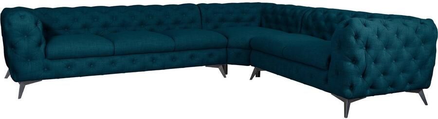 Leonique Chesterfield-bank Glynis L-vorm luxueuze capitonnage moderne chesterfield look kleur van de poten ter keuze - Foto 12