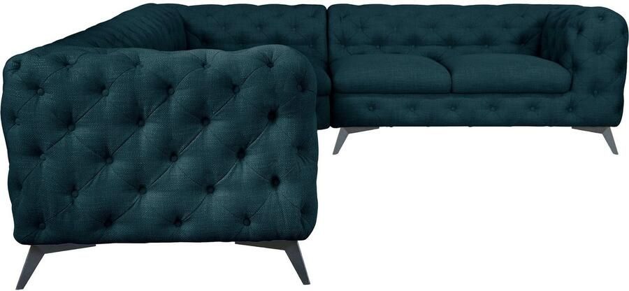 Leonique Chesterfield-bank Glynis L-vorm luxueuze capitonnage moderne chesterfield look kleur van de poten ter keuze - Foto 7