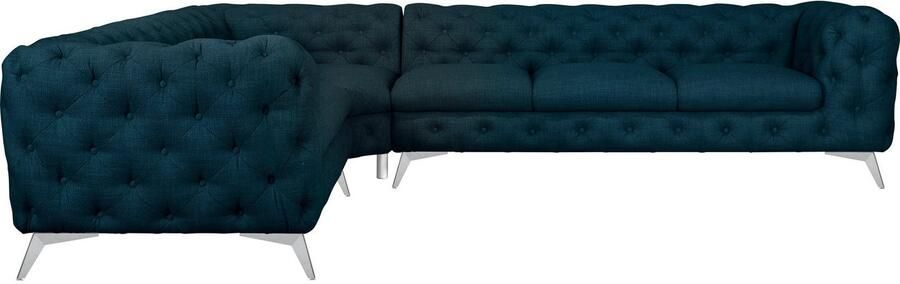 Leonique Chesterfield-bank Glynis L-vorm luxueuze capitonnage moderne chesterfield look kleur van de poten ter keuze - Foto 8