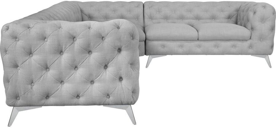 Leonique Chesterfield-bank Glynis L-vorm luxueuze capitonnage moderne chesterfield look kleur van de poten ter keuze - Foto 8