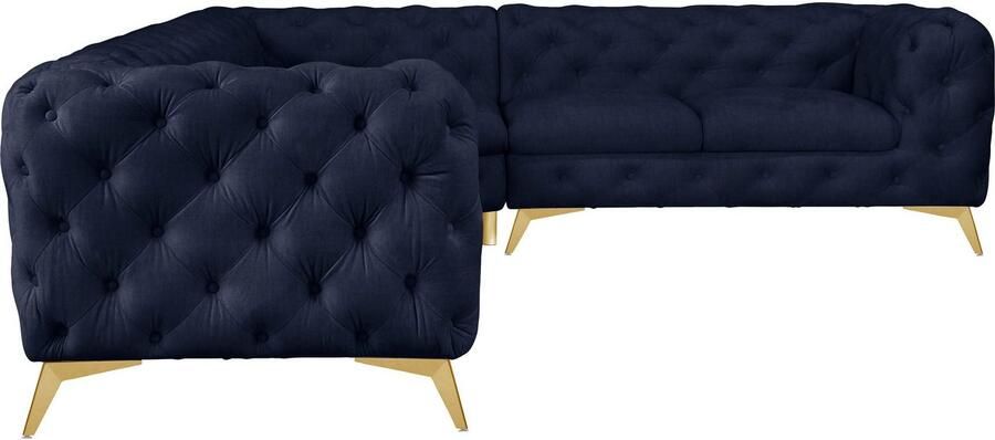 Leonique Chesterfield-bank Glynis L-vorm luxueuze capitonnage moderne chesterfield look kleur van de poten ter keuze - Foto 7