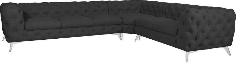 Leonique Chesterfield-bank Glynis L-vorm luxueuze capitonnage moderne chesterfield look kleur van de poten ter keuze - Foto 12