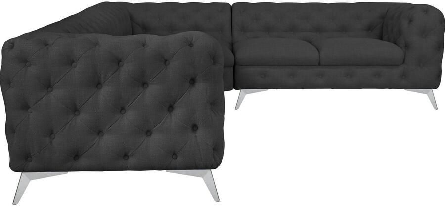 Leonique Chesterfield-bank Glynis L-vorm luxueuze capitonnage moderne chesterfield look kleur van de poten ter keuze - Foto 7