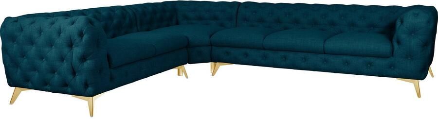 Leonique Chesterfield-bank Glynis L-vorm luxueuze capitonnage moderne chesterfield look kleur van de poten ter keuze - Foto 12