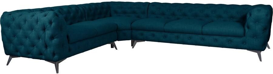 Leonique Chesterfield-bank Glynis L-vorm luxueuze capitonnage moderne chesterfield look kleur van de poten ter keuze - Foto 12