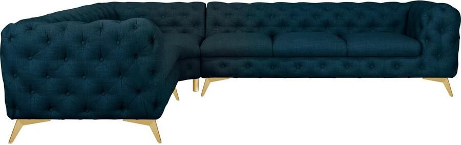 Leonique Chesterfield-bank Glynis L-vorm luxueuze capitonnage moderne chesterfield look kleur van de poten ter keuze - Foto 9