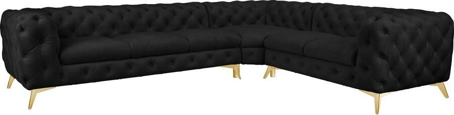 Leonique Chesterfield-bank Glynis L-vorm luxueuze capitonnage moderne chesterfield look kleur van de poten ter keuze - Foto 13