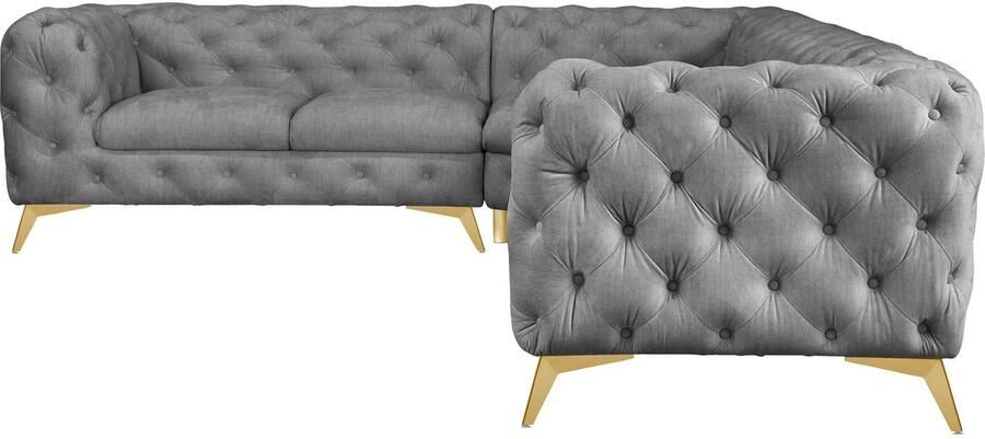 Leonique Chesterfield-bank Glynis L-vorm luxueuze capitonnage moderne chesterfield look kleur van de poten ter keuze - Foto 8