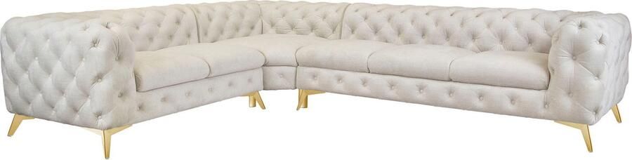 Leonique Chesterfield-bank Glynis L-vorm luxueuze capitonnage moderne chesterfield look kleur van de poten ter keuze - Foto 14