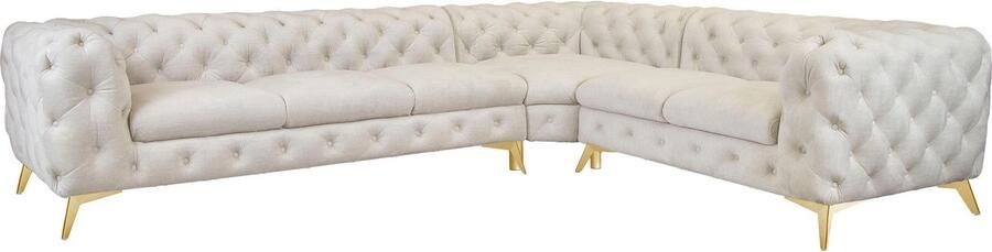 Leonique Chesterfield-bank Glynis L-vorm luxueuze capitonnage moderne chesterfield look kleur van de poten ter keuze - Foto 13