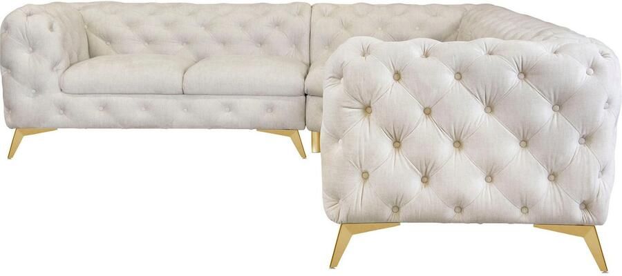 Leonique Chesterfield-bank Glynis L-vorm luxueuze capitonnage moderne chesterfield look kleur van de poten ter keuze - Foto 8