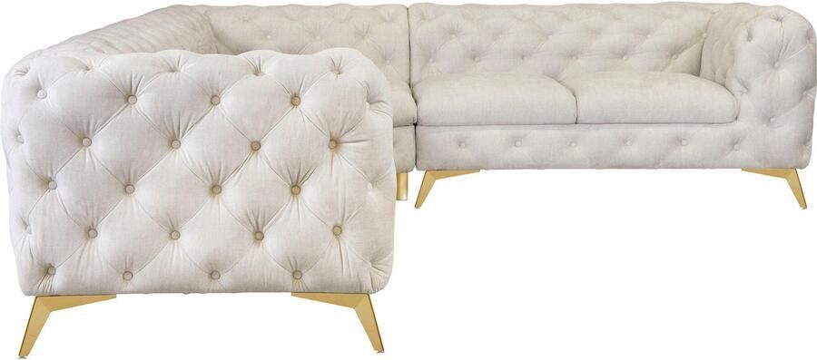 Leonique Chesterfield-bank Glynis L-vorm luxueuze capitonnage moderne chesterfield look kleur van de poten ter keuze - Foto 8