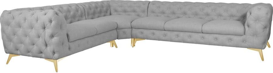 Leonique Chesterfield-bank Glynis L-vorm luxueuze capitonnage moderne chesterfield look kleur van de poten ter keuze - Foto 13