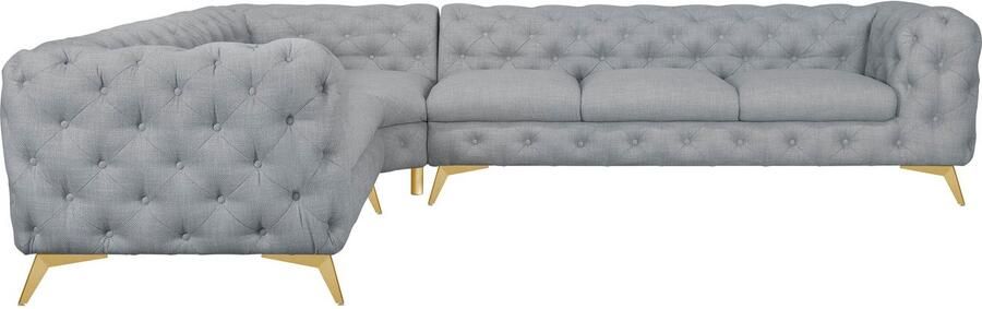 Leonique Chesterfield-bank Glynis L-vorm luxueuze capitonnage moderne chesterfield look kleur van de poten ter keuze - Foto 10