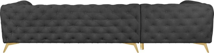 Home affaire Chesterfield-bank Hoekbank GLYNIS L-vorm met golfvering afmetingen B D H 323 264 75cm luxueuze capitonnage moderne chesterfield look kleur van de poten ter keuze - Foto 7