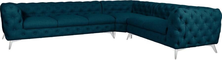 Leonique Chesterfield-bank Glynis L-vorm luxueuze capitonnage moderne chesterfield look kleur van de poten ter keuze - Foto 12