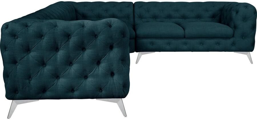 Leonique Chesterfield-bank Glynis L-vorm luxueuze capitonnage moderne chesterfield look kleur van de poten ter keuze - Foto 7