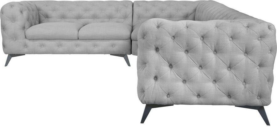 Leonique Chesterfield-bank Glynis L-vorm luxueuze capitonnage moderne chesterfield look kleur van de poten ter keuze - Foto 8