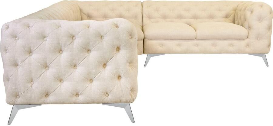 Leonique Chesterfield-bank Glynis L-vorm luxueuze capitonnage moderne chesterfield look kleur van de poten ter keuze - Foto 8