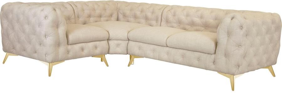 Leonique Chesterfield-bank Glynis L-vorm luxueuze capitonnage moderne chesterfield look kleur van de poten ter keuze - Foto 9