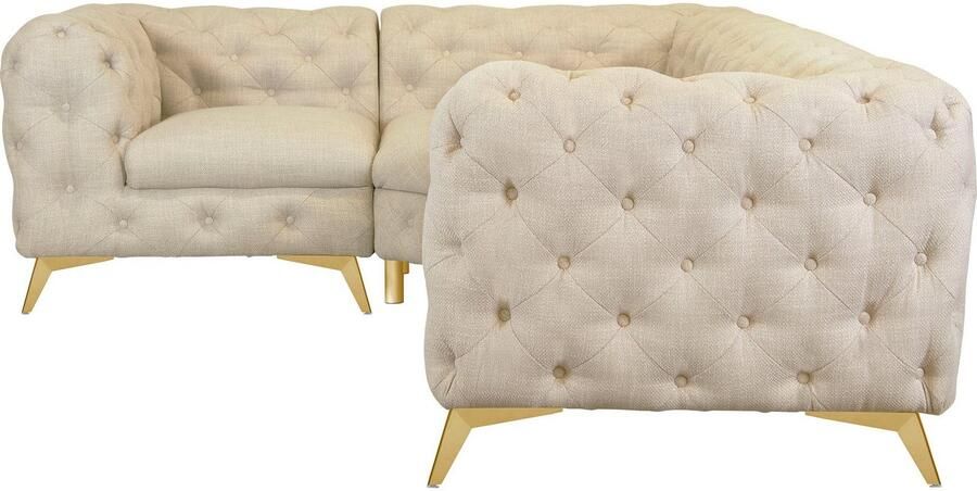 Leonique Chesterfield-bank Glynis L-vorm luxueuze capitonnage moderne chesterfield look kleur van de poten ter keuze - Foto 7