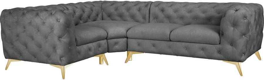 Leonique Chesterfield-bank Glynis L-vorm luxueuze capitonnage moderne chesterfield look kleur van de poten ter keuze - Foto 10