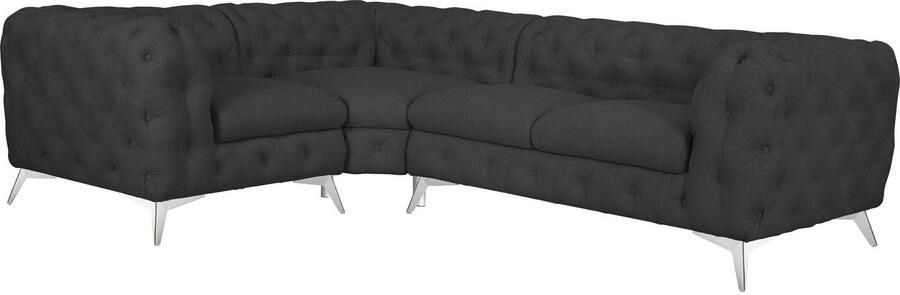 Leonique Chesterfield-bank Glynis L-vorm luxueuze capitonnage moderne chesterfield look kleur van de poten ter keuze - Foto 8