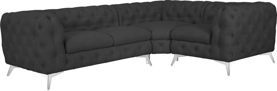 Leonique Chesterfield-bank Glynis L-vorm luxueuze capitonnage moderne chesterfield look kleur van de poten ter keuze - Foto 9