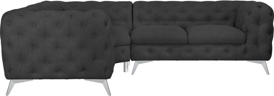 Leonique Chesterfield-bank Glynis L-vorm luxueuze capitonnage moderne chesterfield look kleur van de poten ter keuze - Foto 7