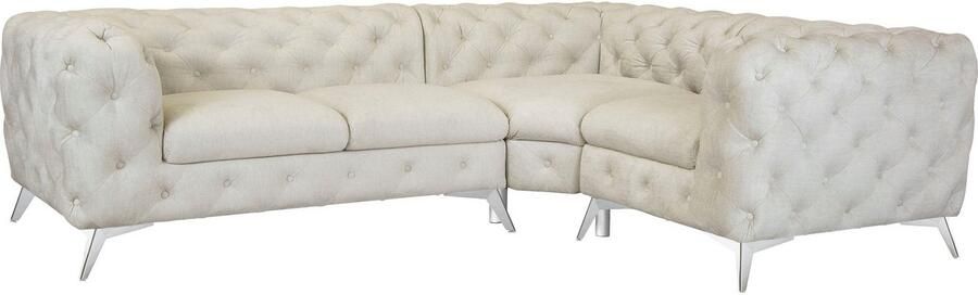 Leonique Chesterfield-bank Glynis L-vorm luxueuze capitonnage moderne chesterfield look kleur van de poten ter keuze - Foto 10