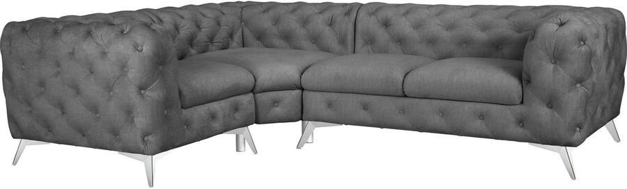 Leonique Chesterfield-bank Glynis L-vorm luxueuze capitonnage moderne chesterfield look kleur van de poten ter keuze - Foto 10