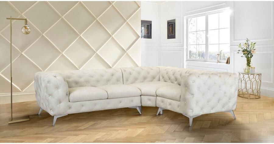 Leonique Chesterfield-bank Glynis L-vorm luxueuze capitonnage moderne chesterfield look kleur van de poten ter keuze - Foto 5